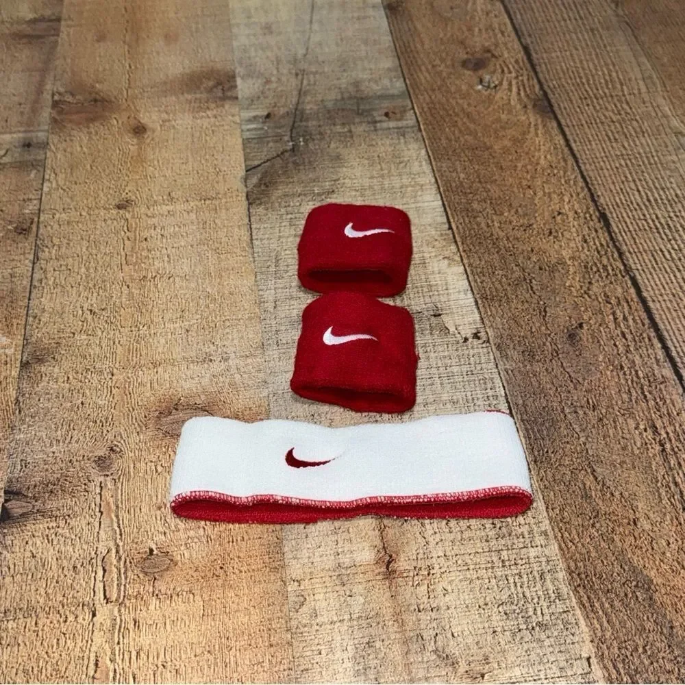 Nike swoosh wristbands and reversible headband